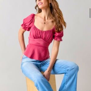 Francesca’s Marjorie satin tie back blouse